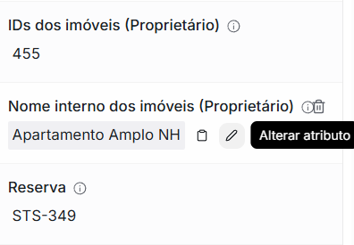 Atributo do contato na barra lateral com os botões copiar e editar, e a dica Alterar atributo