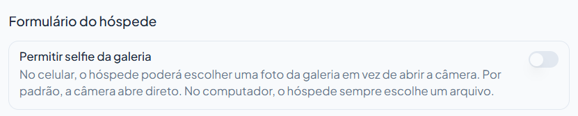 Configurações da empresa no NCollect com a opção Permitir selfie da galeria