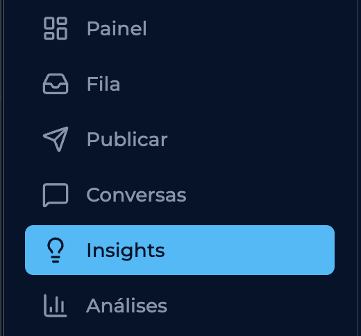 Menu lateral do NLearn com o item Insights selecionado
